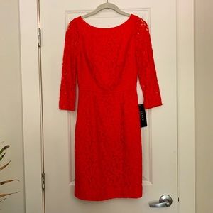 Vintage JCrew Natalia Mid-Lenth Lace Dress in Poppy (Size 00, New with Tags)